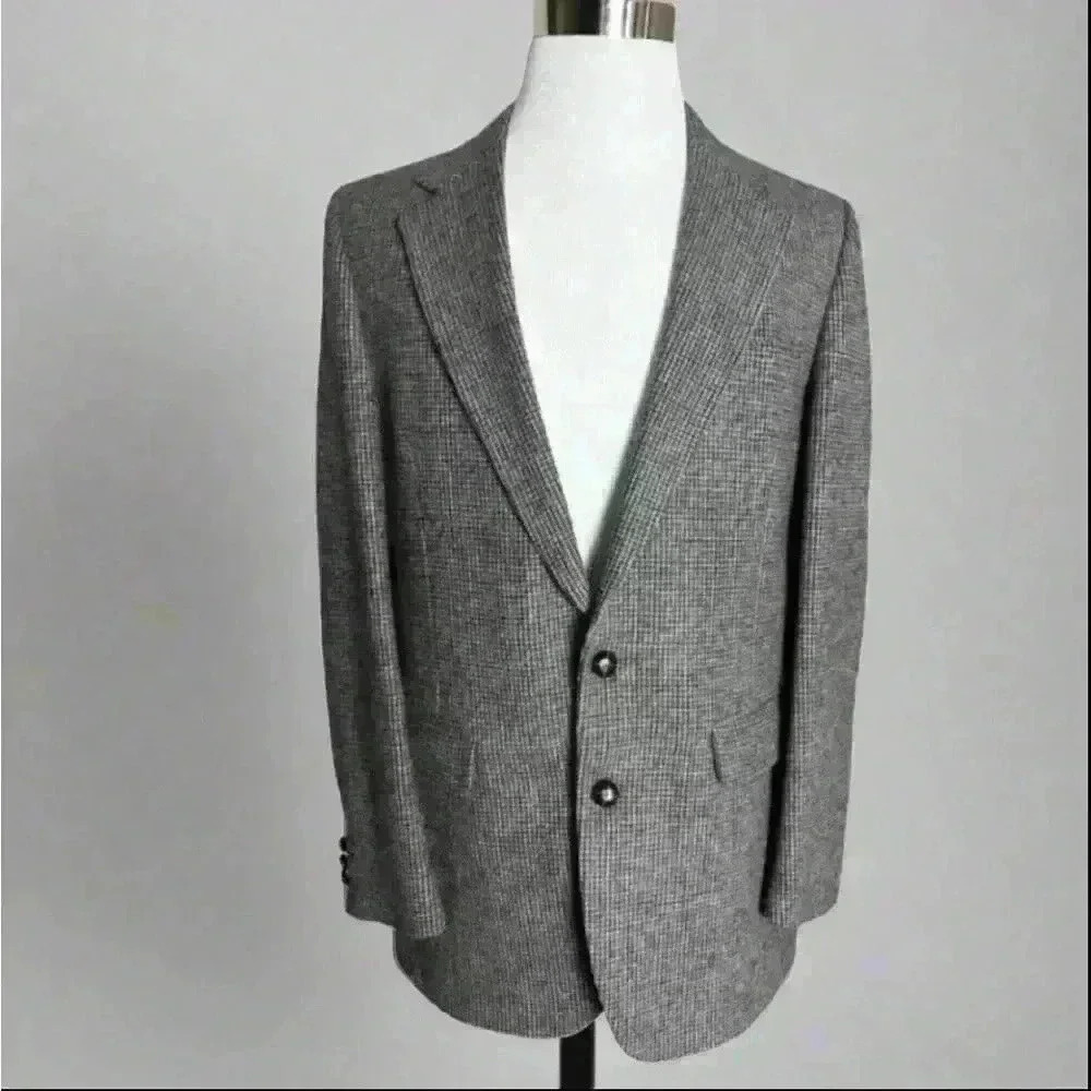 Mens Vintage Grey Stafford 100% Virgin Wool Blazer